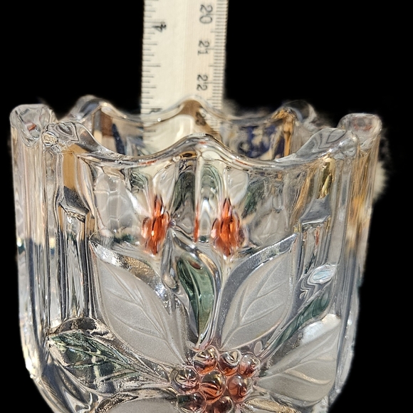 Two Christmas candle holders, one with red poinsettia design and the other Bells - Picture 13 of 15